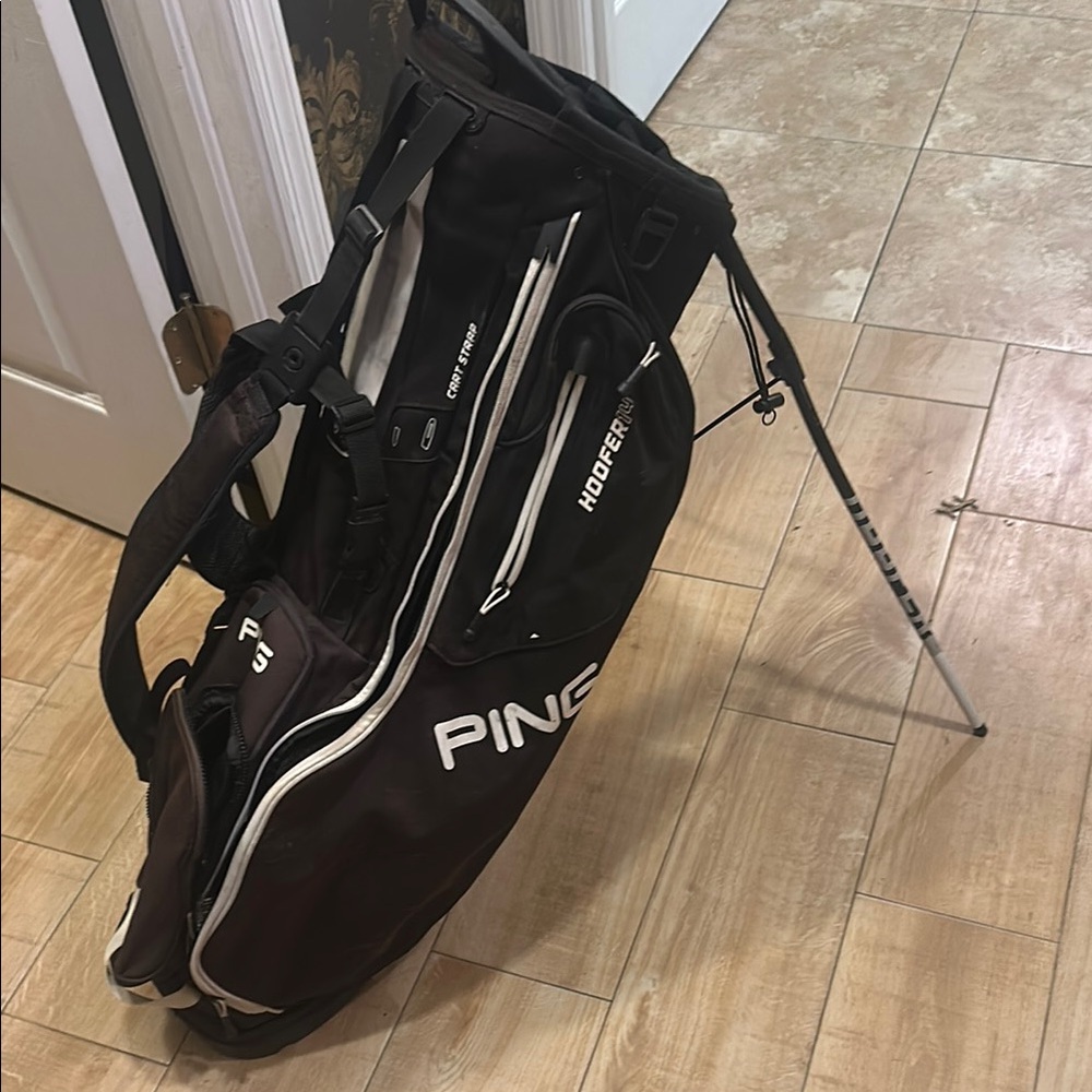 Ping Black and White Golf Stand Bag with Retractable Legs